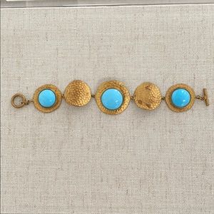 Banana Republic Gold & Turquoise Statement Bracelet Boho Chic Designer